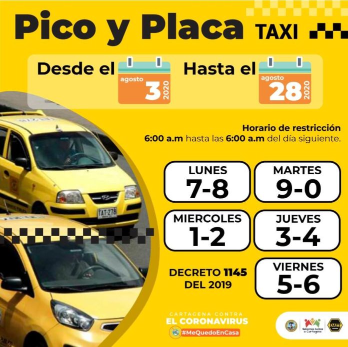 Pico y Placa Taxis Cartagena