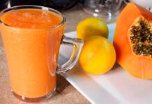 Jugo de papaya con naranja Jugo de papaya con naranja